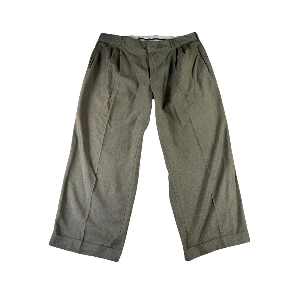 Savane Dress Pants Mens W40 Gray Pleated Front Business Office Wear Straight Leg